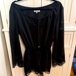Lucy Paris Black Lace Trim Jumpsuit